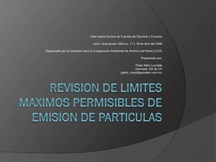 revision de limites maximos permisibles de emision de particulas