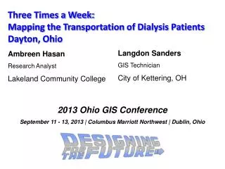 Three Times a Week: Mapping the Transportation of Dialysis Patients Dayton, Ohio