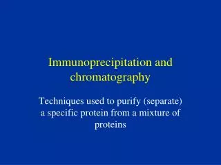 Immunoprecipitation and chromatography