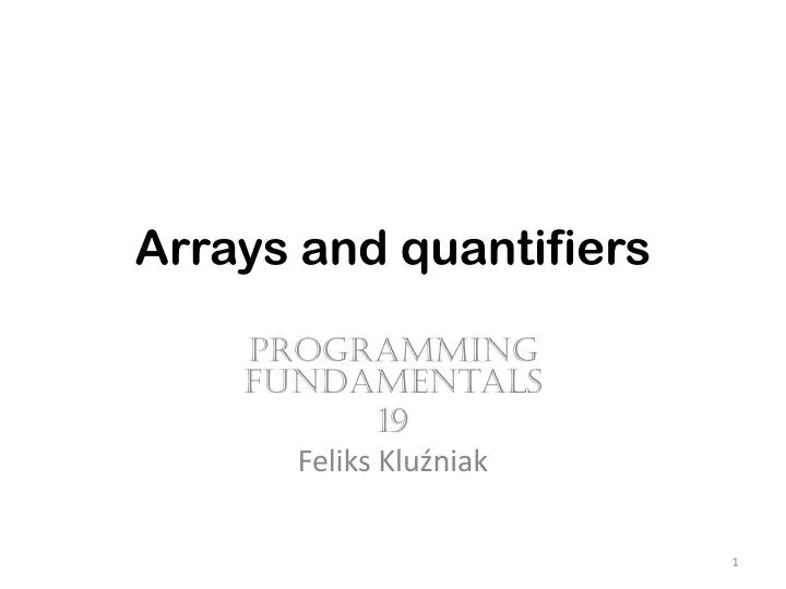 arrays and quantifiers