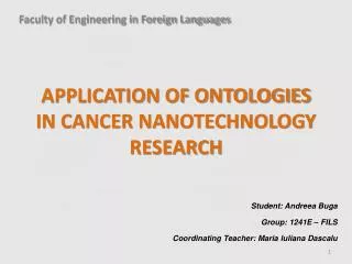 Application of ontologies in Cancer nanotechnology research