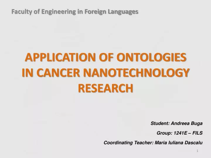 application of ontologies in cancer nanotechnology research
