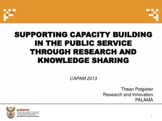 Supporting capacity building in the Public Service through research and knowledge sharing