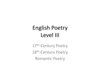 English Poetry Level III