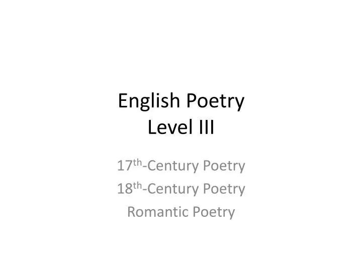 english poetry level iii