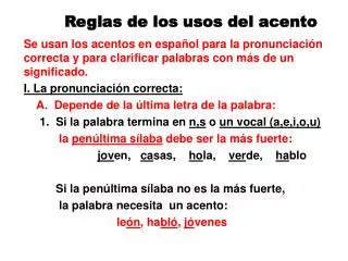 reglas de los usos del acento