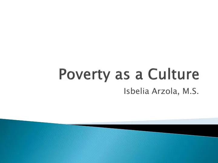 poverty as a culture