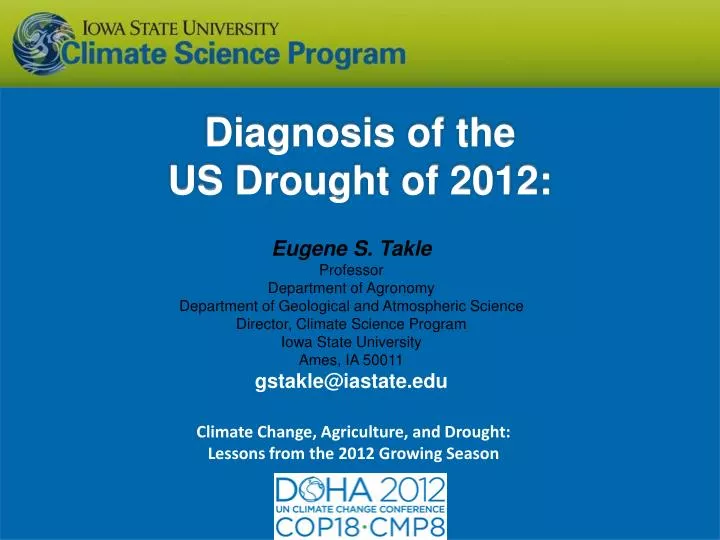 diagnosis of the us drought of 2012