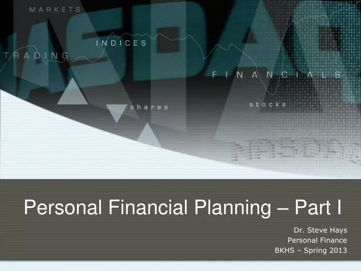 personal financial planning part i