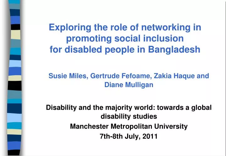 exploring the role of networking in promoting social inclusion for disabled people in bangladesh