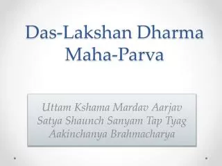 Das- Lakshan Dharma Maha-Parva