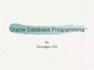 Oracle Database Programming