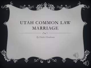 Utah Common Law Marriage