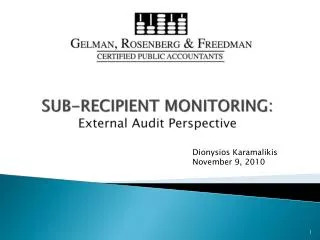 SUB-RECIPIENT MONITORING: External Audit Perspective