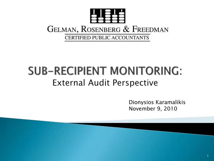 sub recipient monitoring external audit perspective