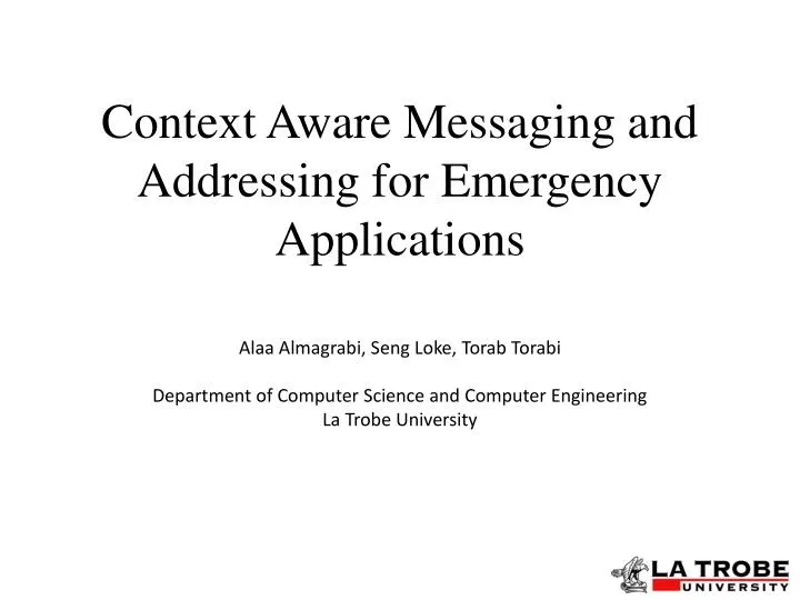 context aware messaging and addressing for emergency applications