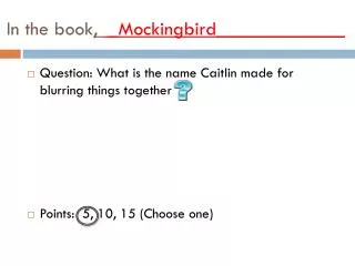 In the book , _Mockingbird_____________