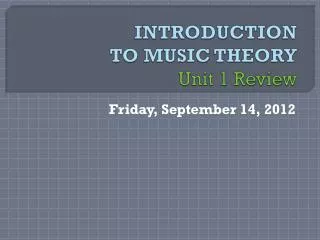 INTRODUCTION TO MUSIC THEORY Unit 1 Review