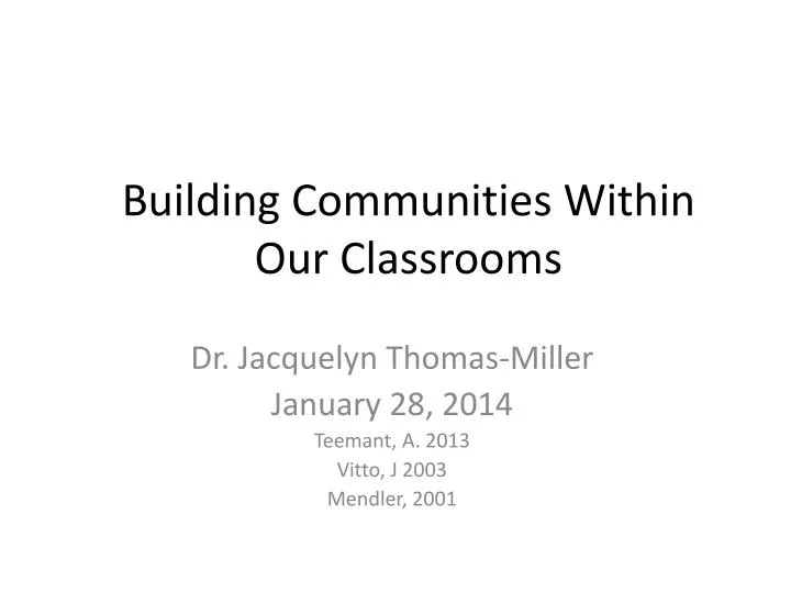 building communities within our classrooms