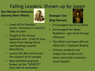 Falling Leaders: Shown up by Japan