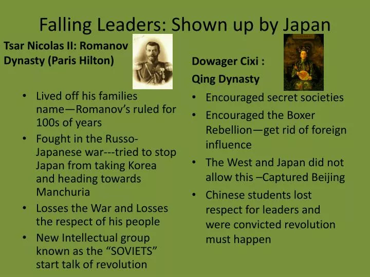 falling leaders shown up by japan