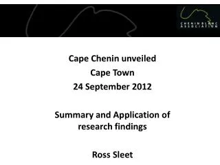Cape Chenin unveiled Cape Town 2 4 September 2012