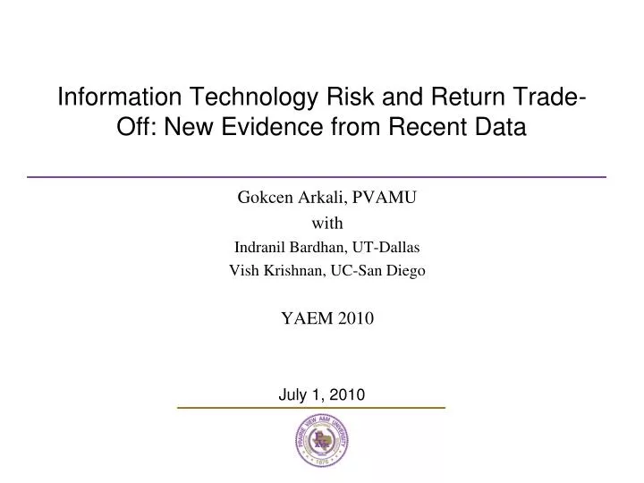 information technology risk and return trade off new evidence from recent data