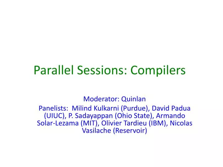 parallel sessions compilers