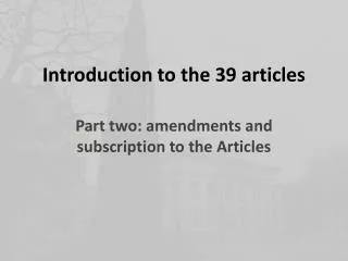 Introduction to the 39 articles