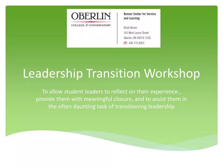 leadership transition workshop