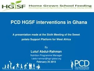 PCD HGSF interventions in Ghana