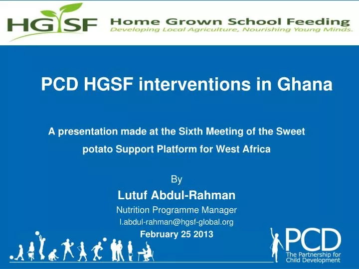 pcd hgsf interventions in ghana