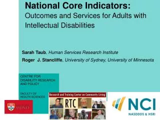 National Core Indicators: Outcomes and Services for Adults with Intellectual Disabilities