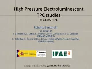 High Pressure Electroluminescent TPC studies @ CIEMAT/IFAE