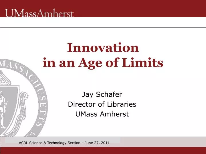 innovation in an age of limits