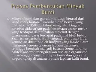 proses pembentukan minyak bumi