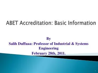 ABET Accreditation: Basic Information