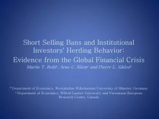 Short Selling Bans and Institutional Investors' Herding Behavior: