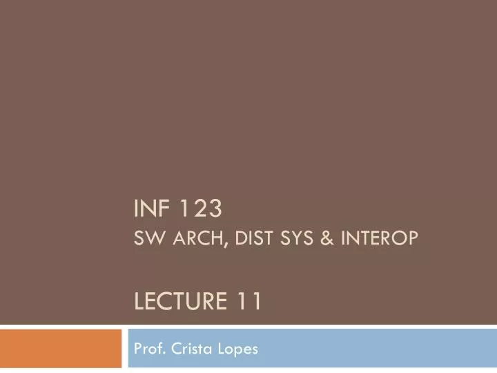 inf 123 sw arch dist sys interop lecture 11