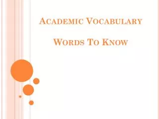 Academic Vocabulary Words To Know