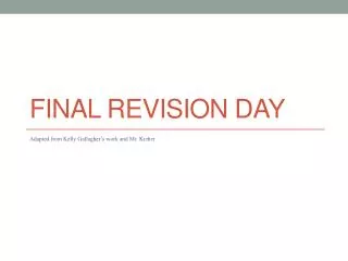 Final Revision day
