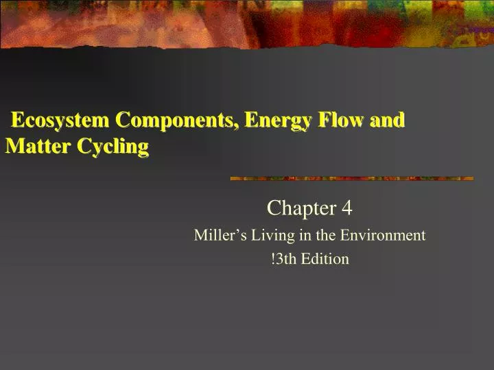 ecosystem components energy flow and matter cycling