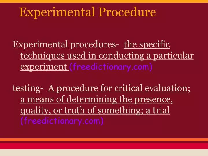 experimental procedure
