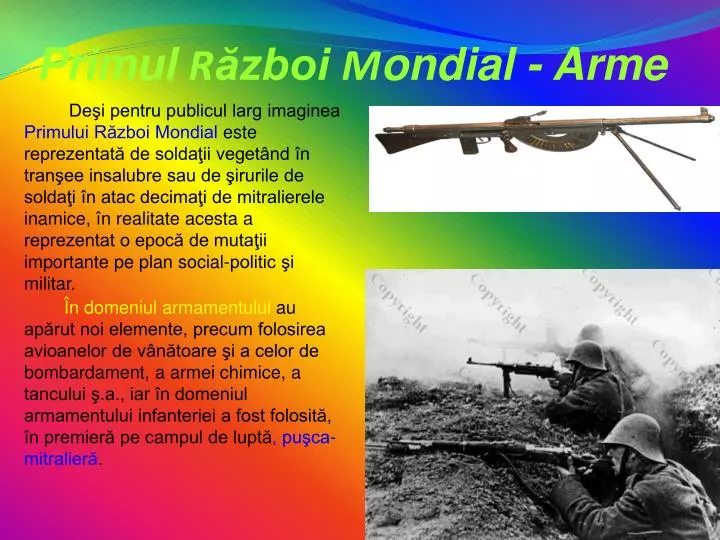 primul r zboi m ondial arme