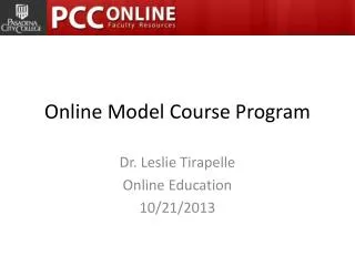 Online Model Course Program