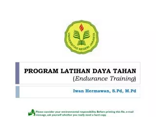 PROGRAM LATIHAN DAYA TAHAN ( Endurance Training )