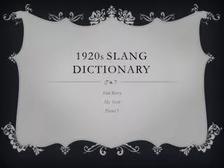 1920 s Slang Dictionary