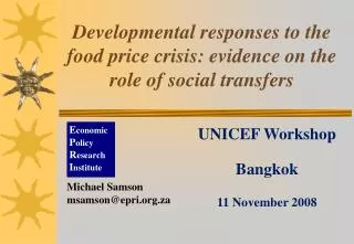 Developmental responses to the food price crisis: evidence on the role of social transfers