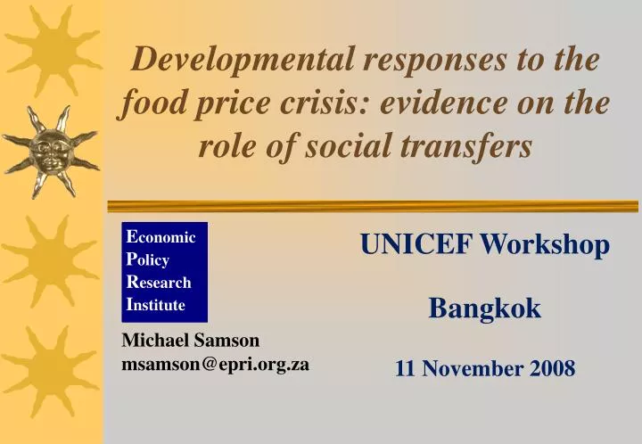 developmental responses to the food price crisis evidence on the role of social transfers