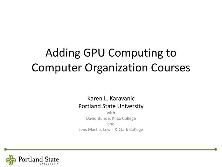 adding gpu computing to computer organization courses